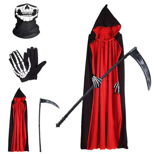 Disfraz de Grim Reaper, Disfraz de Sensemann, Halloween Disfraz de Parca Adulto, Disfraz de Parca Adulto, Capa de Muerte para Hombre Mujer, Costume da Grim Reaper