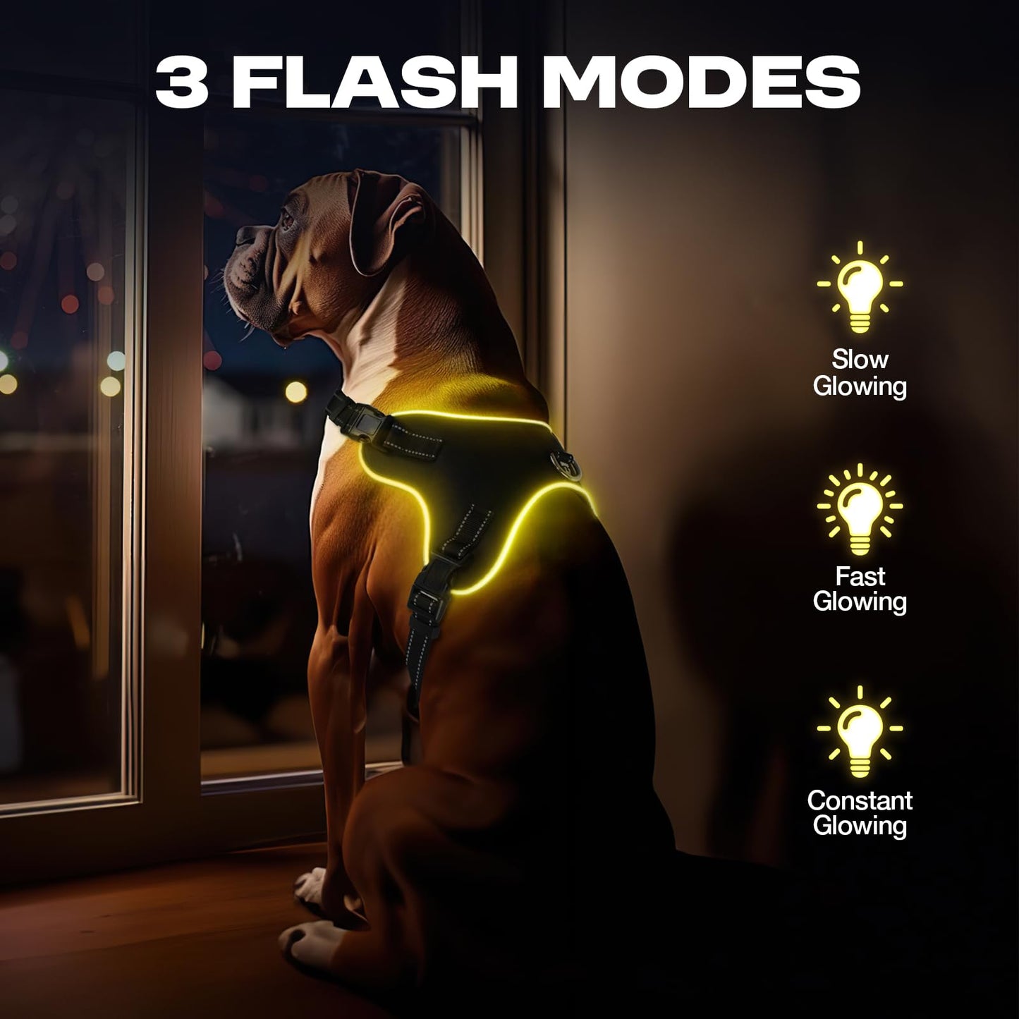 Correas Luminosas para Perros LED Recargables, Chalecos con 7 Colores + Almohadillas Ajustables, Adecuadas para Perros Pequeños, Medianos y Grandes