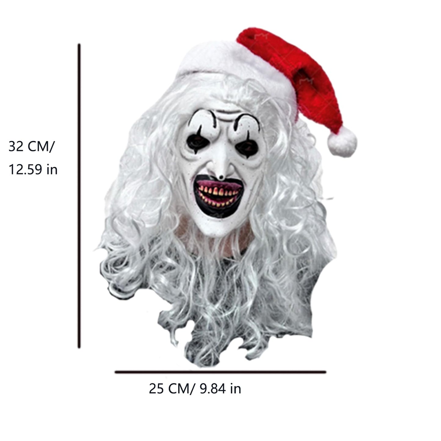 Funjoyz Máscara de Halloween y Navidad - Látex de Clown, Papá Noel, Monstruo de Pelo Blanco - Terror, Carnaval, Cosplay, Mascarada