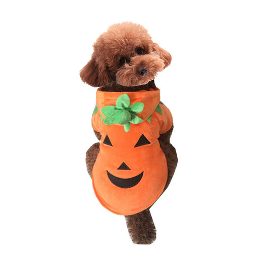 Disfraz de Calabaza de Halloween para Perro, Gato, Disfraz de Cosplay para Mascotas, Trajes cálidos de Forro Polar con Capucha de Animales, Ropa de otoño e Invierno (Talla S)