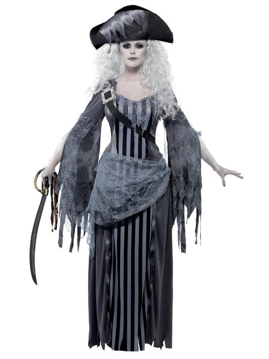 Disfraz de princesa de Ghost Ship, Gris, con vestido y sombrero Halloween