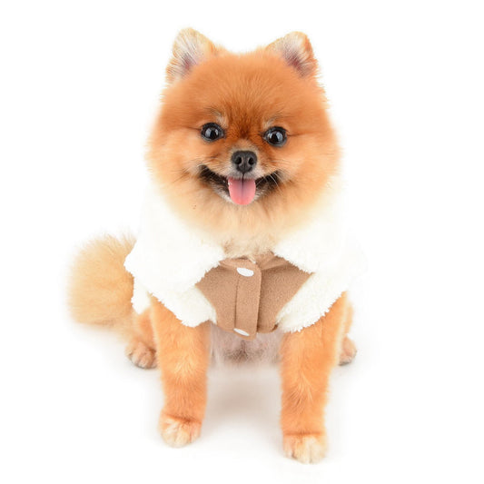 Abrigo de forro polar para perro pequeño, chaqueta con arnés para mascotas con lazo y anillo en D, chaleco suave para otoño e invierno con cuello mullido, ropa de gato chihuahua