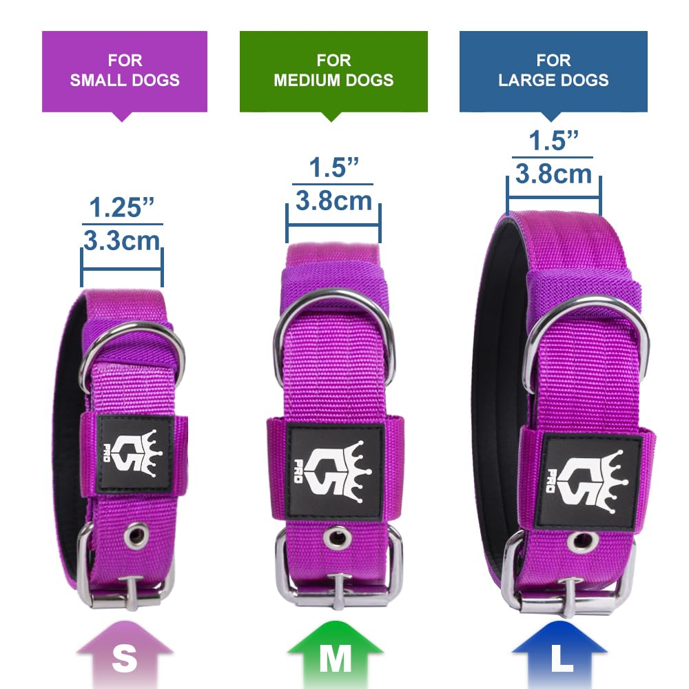 TSPRO Collar Táctico para Perros Ajustable, Collares con Broche de Metal Robusto, de 3,8 cm de Ancho, Duradero y Cómodo para Perros Medianos y Grandes (Morado M)