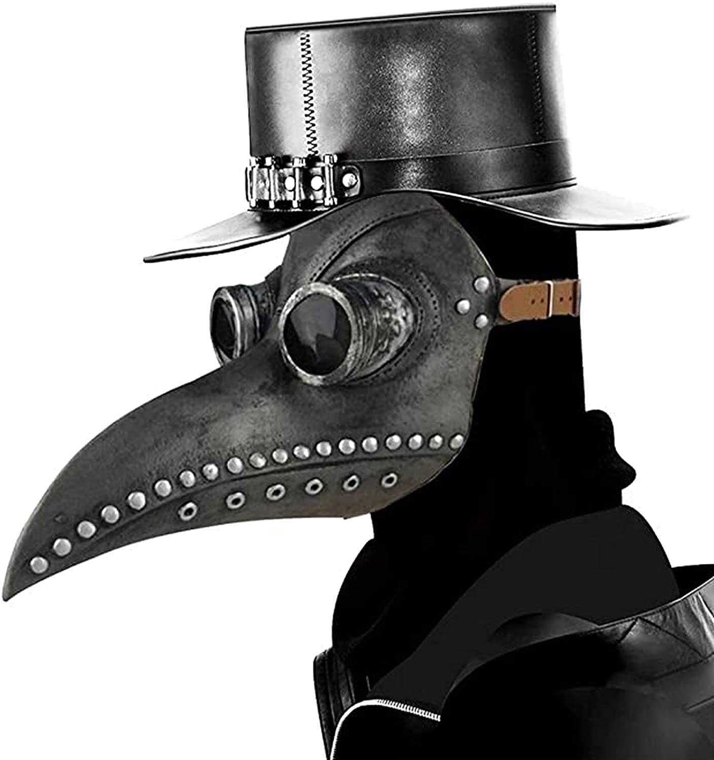 Disfraz MáScara de Pico Halloween,Falsa Piel Plaga Doctor MáScara,MéDico de Peste Pico de PáJaro de Nariz Larga,Accesorios de Disfraces Steampunk para Carnaval de Fiesta para Adultos