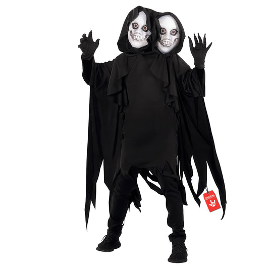 Disfraz Muerte Niño, Disfraz Parca 2 Cabezas, Disfraz de la Parca Niños, Disfraz Fantasma Niño, Disfraz Halloween Niño Muerte Talla L