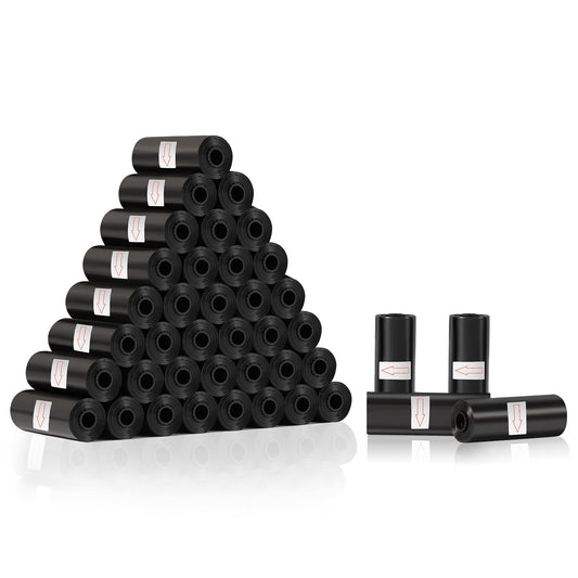 Bolsas Caca Perro 600 Unidades, Negro Bolsas Excrementos Perros, Robusto y a Prueba de Fugas (40 Rollos, 15 por Rollo)