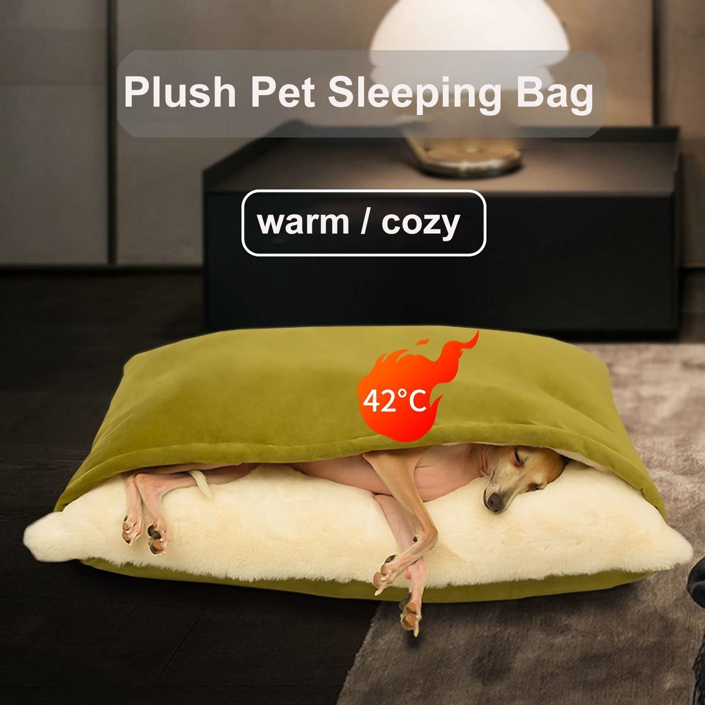 Cama Perro con Manta, Cama Ortopédica Perro/Gato con Capucha Manta, Lavable, Extraíble Sacos de Dormir del Perro para Mascotas Pequeñas y Medianas, Suave Fuzzy Cómoda Cama Perro Sofá (Color : Khaki,