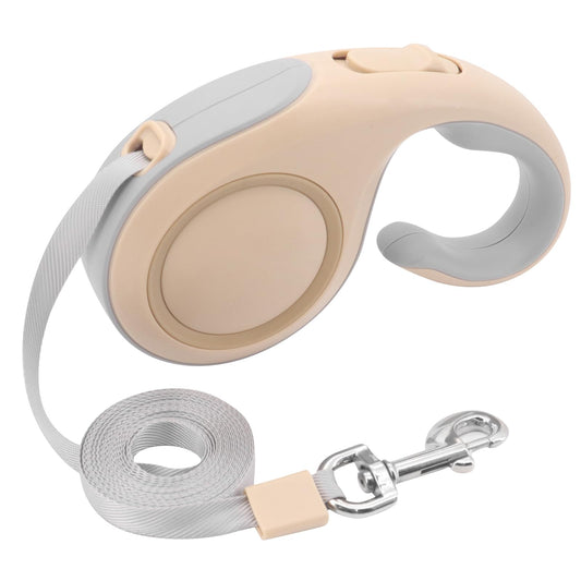 Correa retráctil para Perro, Correa Extensible para Perro, Correa elástica de 5 m, Correa para Perros medianos y Gatos, Extensible para Perro, Freno con una Sola Mano, Bloqueo de Pausa (Dorado)