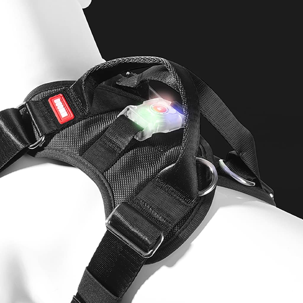 Arnés para perros con luz LED, cómodo y ajustable, seguro para caminar por la noche, arnés para perros con luz LED, arnés para perros grandes, para pasear por la noche