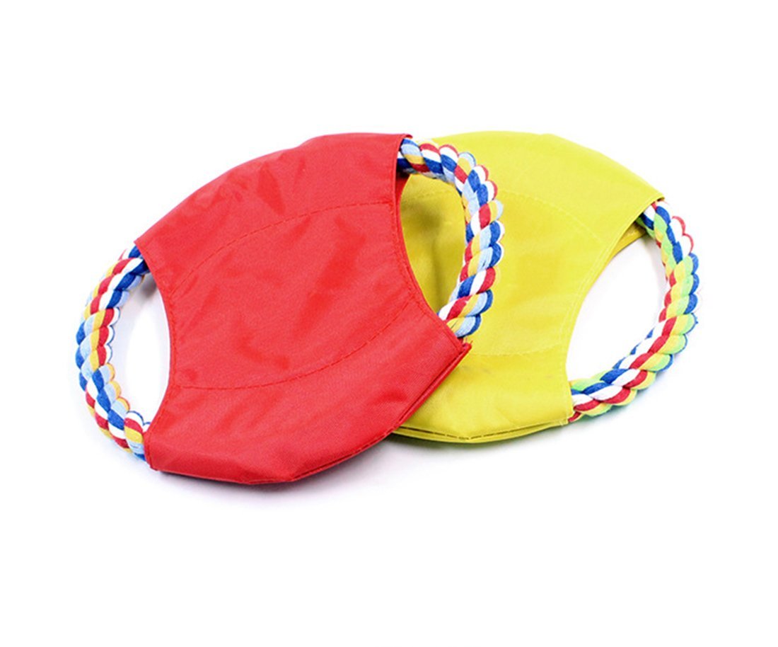 Frisbee - Cuerda de algodón para mascotas, cuerda de algodón para perro, lona de frisbee, juguetes interactivos de entrenamiento (color al azar)