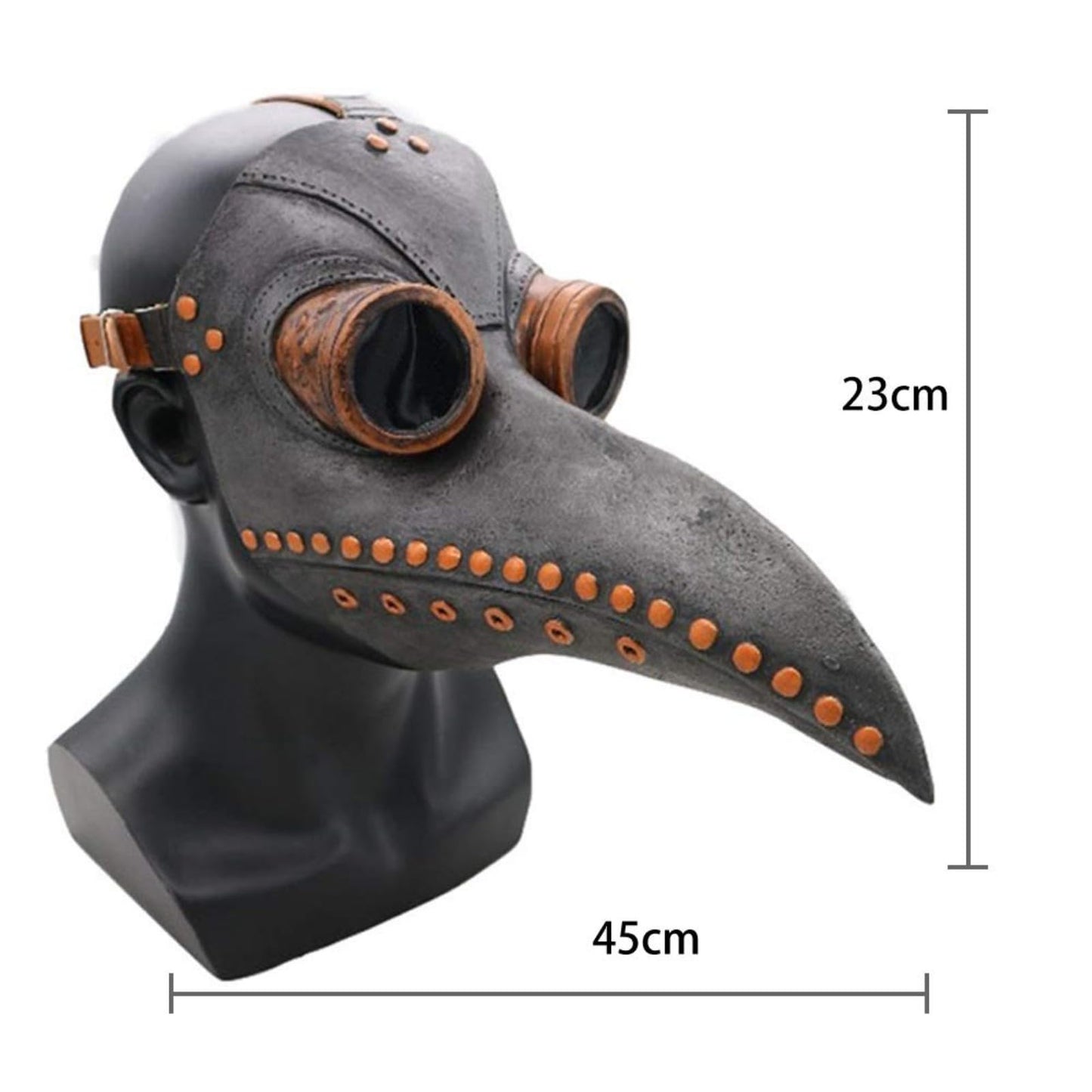 Disfraz Máscara de pájaro de médico de la peste para fiesta de Halloween, máscara de látex suave punk, máscara ajustable para fiesta de Halloween, accesorios de juego de rol (gris)