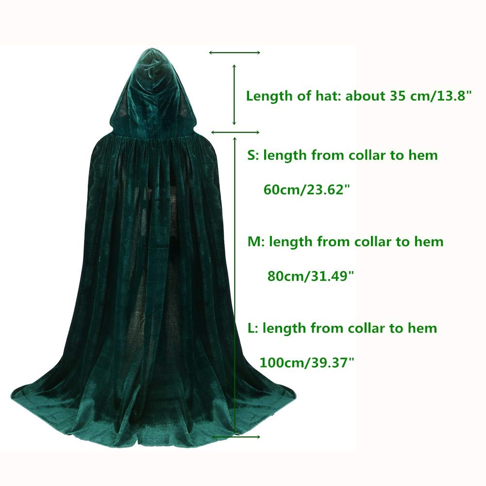 Proumhang Verde Capa con Capucha Terciopelo para Niños Disfraces de Halloween Disfraces de Muerte Disfraces de Vampiro Costume para Niñas Trajes de Navidad 100 cm