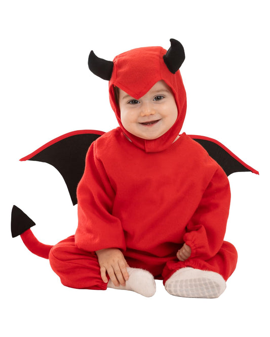 Disfraz de Diablo para Bebé con mono, capucha, alas y cola, Traje de Demonio, Disfraces de Halloween y Carnaval – Talla 12-24 meses