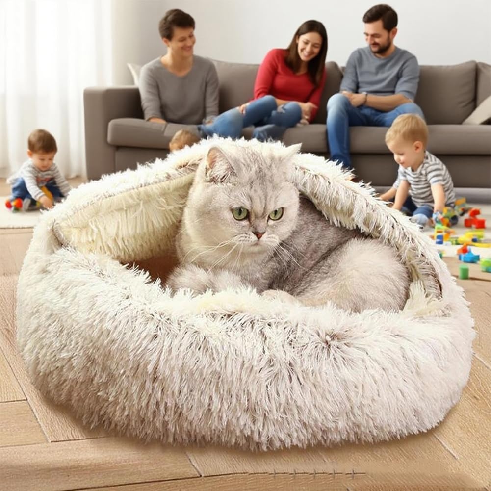 SHJOEE Cama Mullida para Perro en Forma de Concha Cesto de Felpa para Gato Cama para Mascotas de 50 cm Sofá Lavable para Gato Y Perros Medianos Pequeñas Inferior Antideslizante