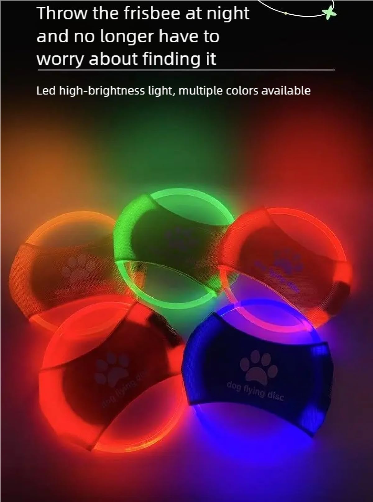 Frisbee 2 unid luminoso LED para entrenamiento de perros, TPU no tóxico, goma suave resistente a la molienda y mordeduras, rompecabezas luminoso recargable para mascotas, juguete para lanzar al