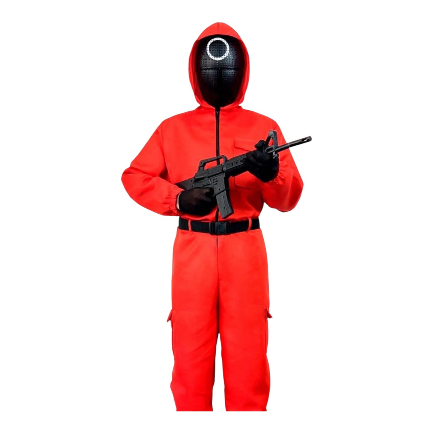 TIENDA EURASIA - Disfraz de Vigilante Rojo | Inspirado en el Juego de Calamar | Incluye Mono Rojo y Cinturon | Disfraz Juego de Calamar Adulto (S)