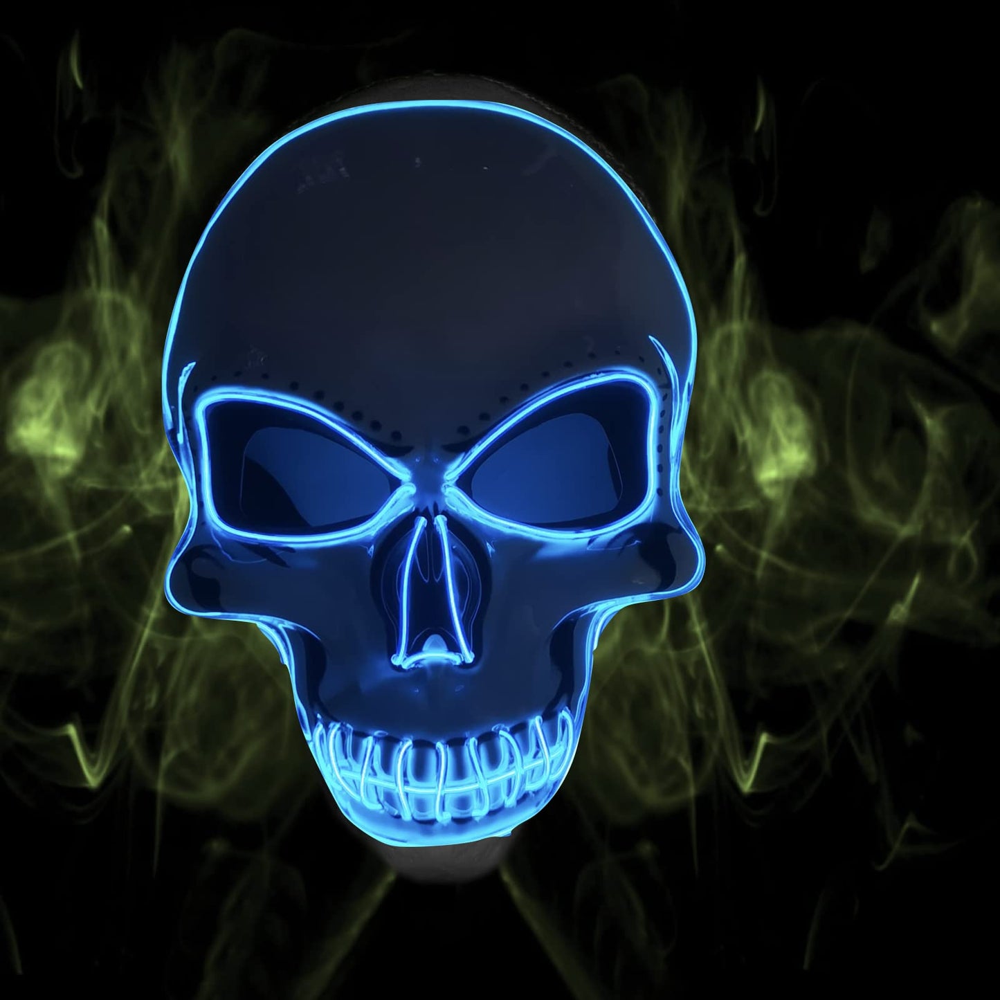 SOUTHSKY LED Maschera Cranio Faccia Maschera Luminosa Maschera Notte Luce Neon EL Light Up for Halloween Costume Cosplay Party (Azul)