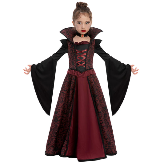 Spooktacular Creations Royal Vampire Costume Set for Girls Halloween Dress Up Party, Role-Playing, Carnival Cosplay, Vampire-Themed Party (Small (5 – 7 yrs))