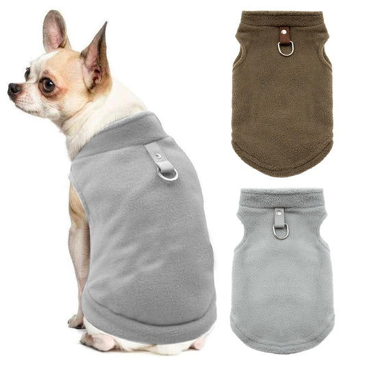 Abrigo 2 Piezas Perro pequeño, Ropa Cálida de Invierno, Ropa Perro con Anillo en D, para Perros y Gatos pequeños M (MarróN, Gris)