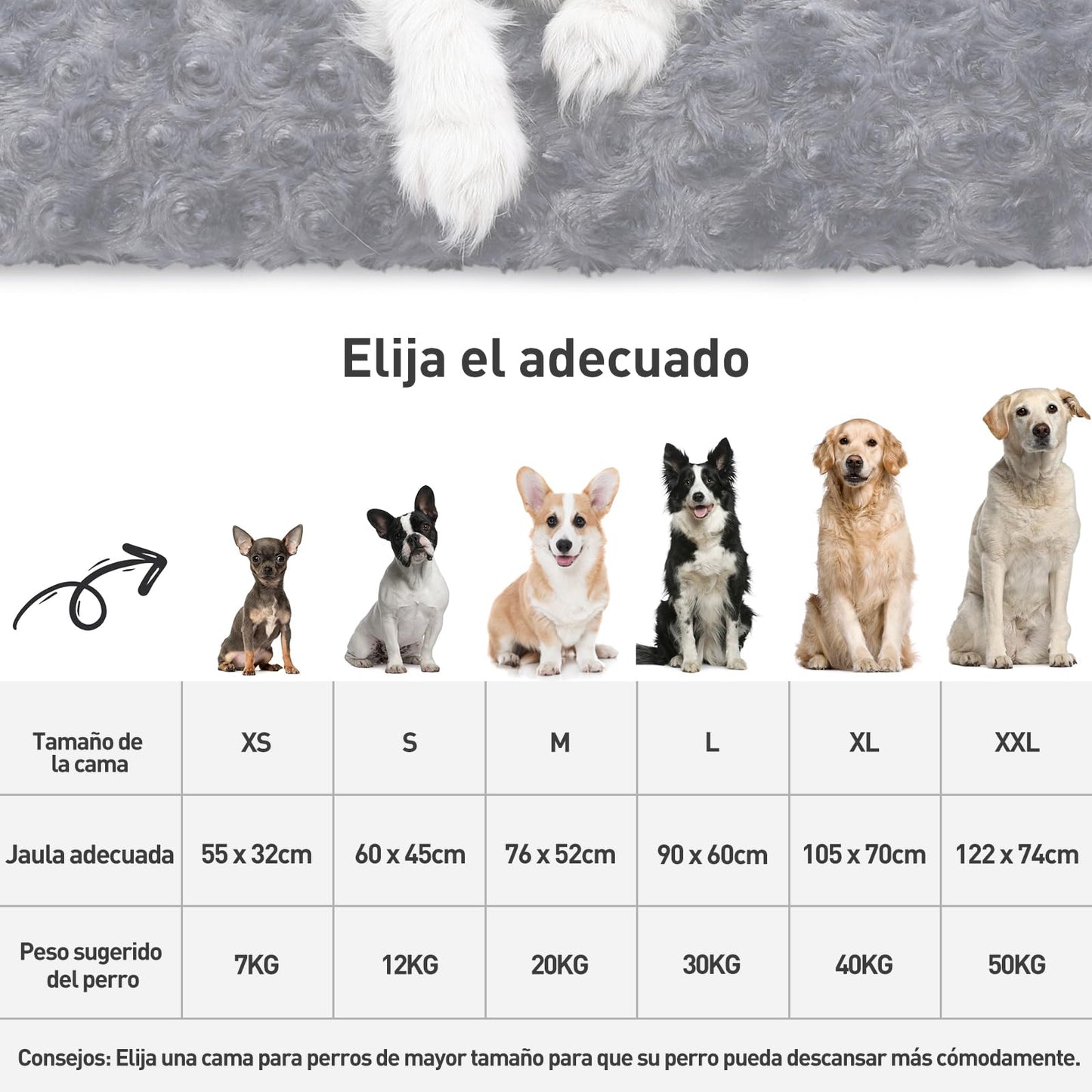KSIIA Cama para Perro Grande, 90x60cm, Camas Antiestres L, Colchon Cojín Perro Grande, Colchoneta Lavable a Máquina, Fondo Antideslizante Dog Bed, Gris Oscuro