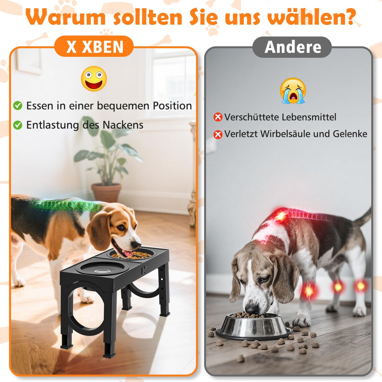 X XBEN 3-in-1 Comedero Perro Elevado de 5 Alturas Ajustables, 1,4L Bebedero Perro Antigoteo, 1L Comedero Antivoracidad,Comederos Elevados para Medianos y Grandes,Plegable y Antideslizante