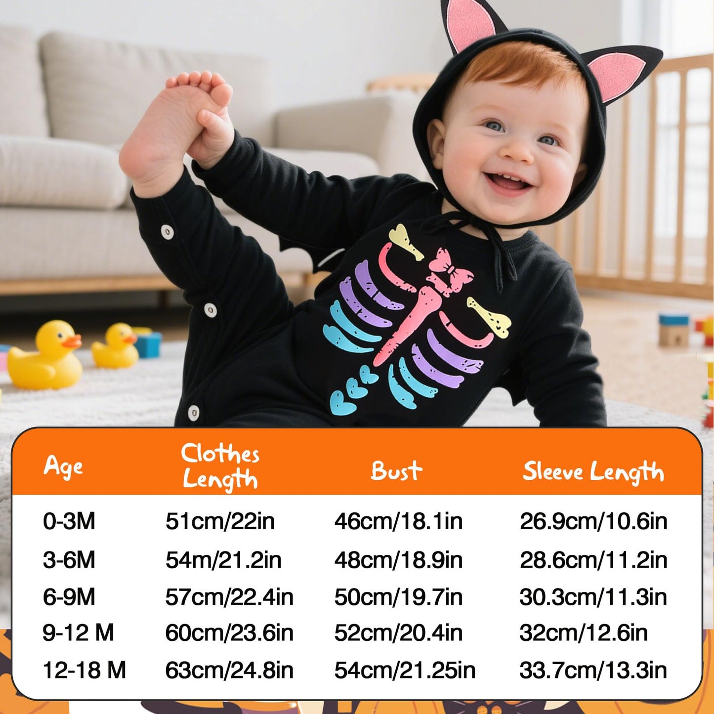 Disfraz Halloween Bebe, Disfraz Murcielago Bebe, Disfrazs Esqueleto Bebes, Disfraces Halloween Bebes, Traje Halloweens Bebé, Body Halloweens Bebé 9-12 Meses