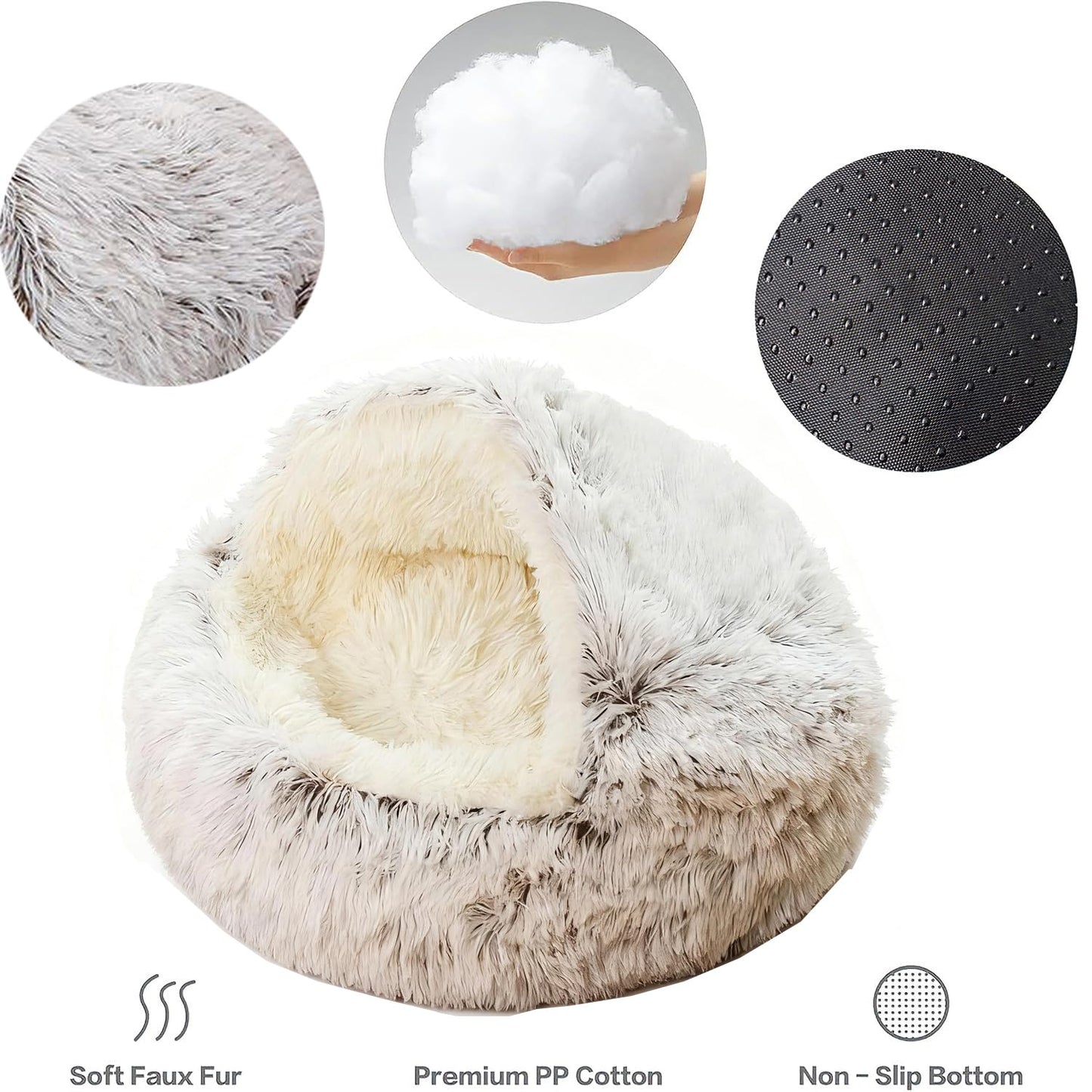 SHJOEE Cama Mullida para Perro en Forma de Concha Cesto de Felpa para Gato Cama para Mascotas de 50 cm Sofá Lavable para Gato Y Perros Medianos Pequeñas Inferior Antideslizante