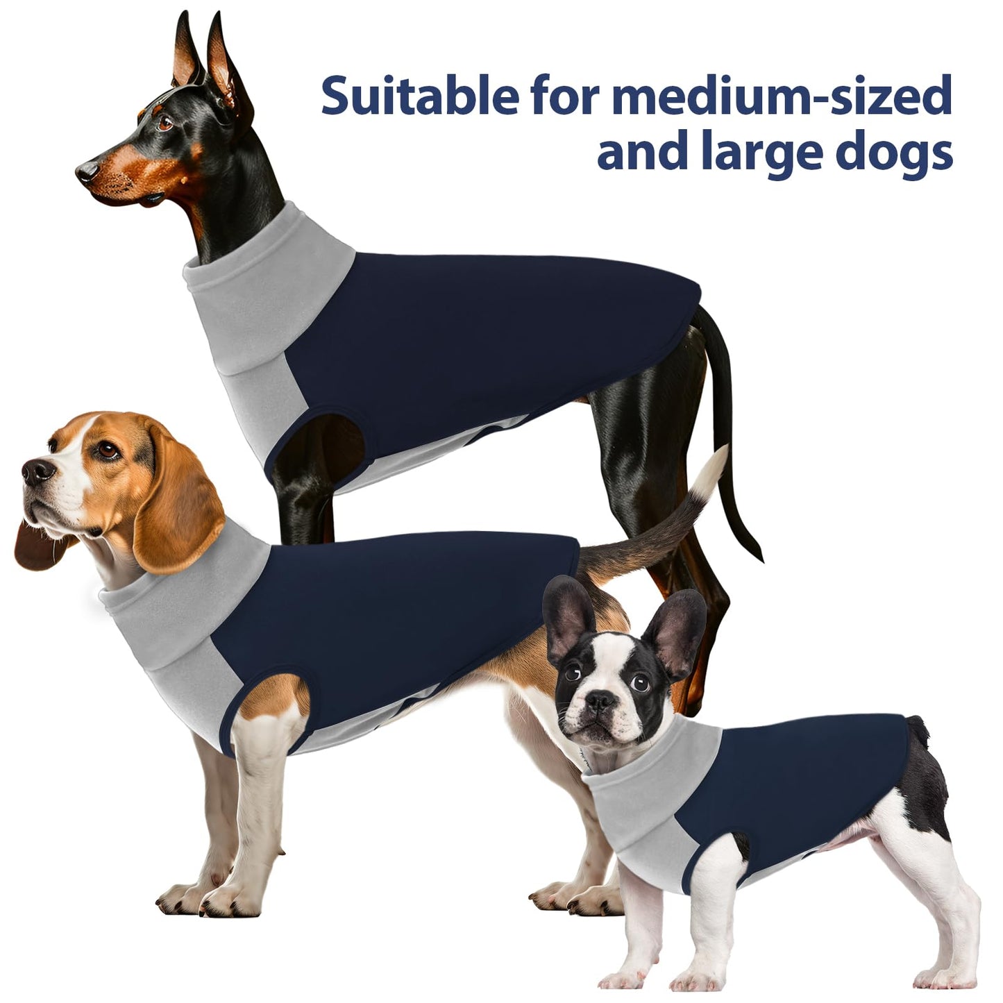 KONVINIT Jersey Sin Mangas para Perros Medianos y Grandes, Suéter de Cuello Alto para Mascotas con Tejido Elástico y Suave, Ropa de Invierno Cálida y Cómoda para Perros