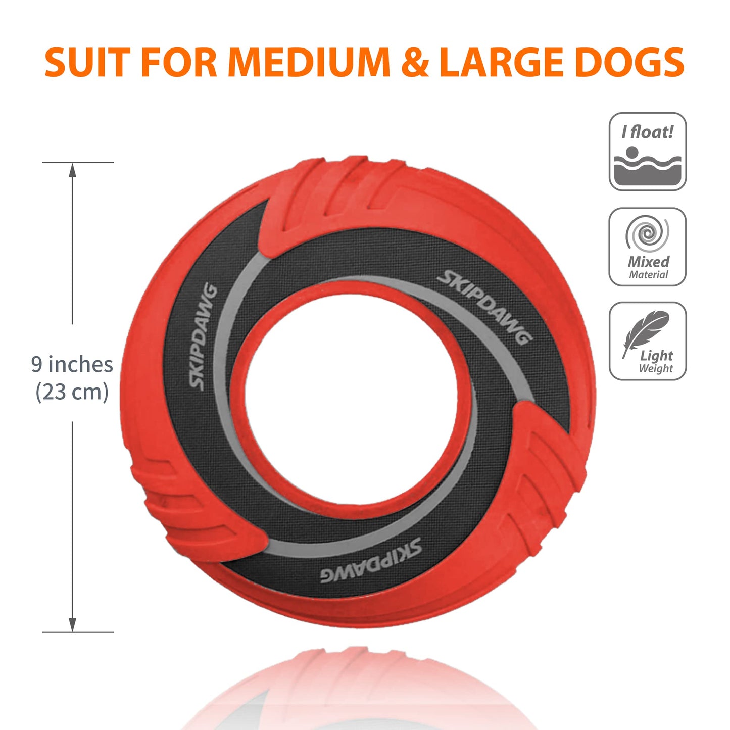 Frisbee Juguetes interactivos de disco volador para perros, flota en el agua y es seguro en los dientes, juguetes de playa para jugar y hacer ejercicio al aire libre (rojo)