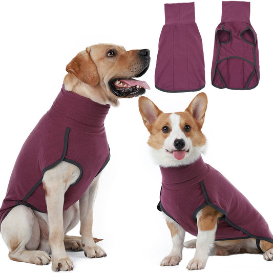 Abrigo Jersey Perro, Disfraz, Ropa para Perros Pequeños y Medianos, Abrigo Suave y Cálido para Perro Grande - Rojo Oscuro L