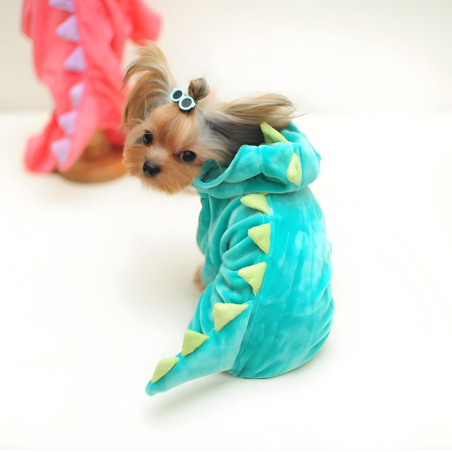 Disfraz  Dinosaur Dog Disfraz de Halloween Pet Dino Hoodie para Perros Peque?os y medianos(Verde,Small)