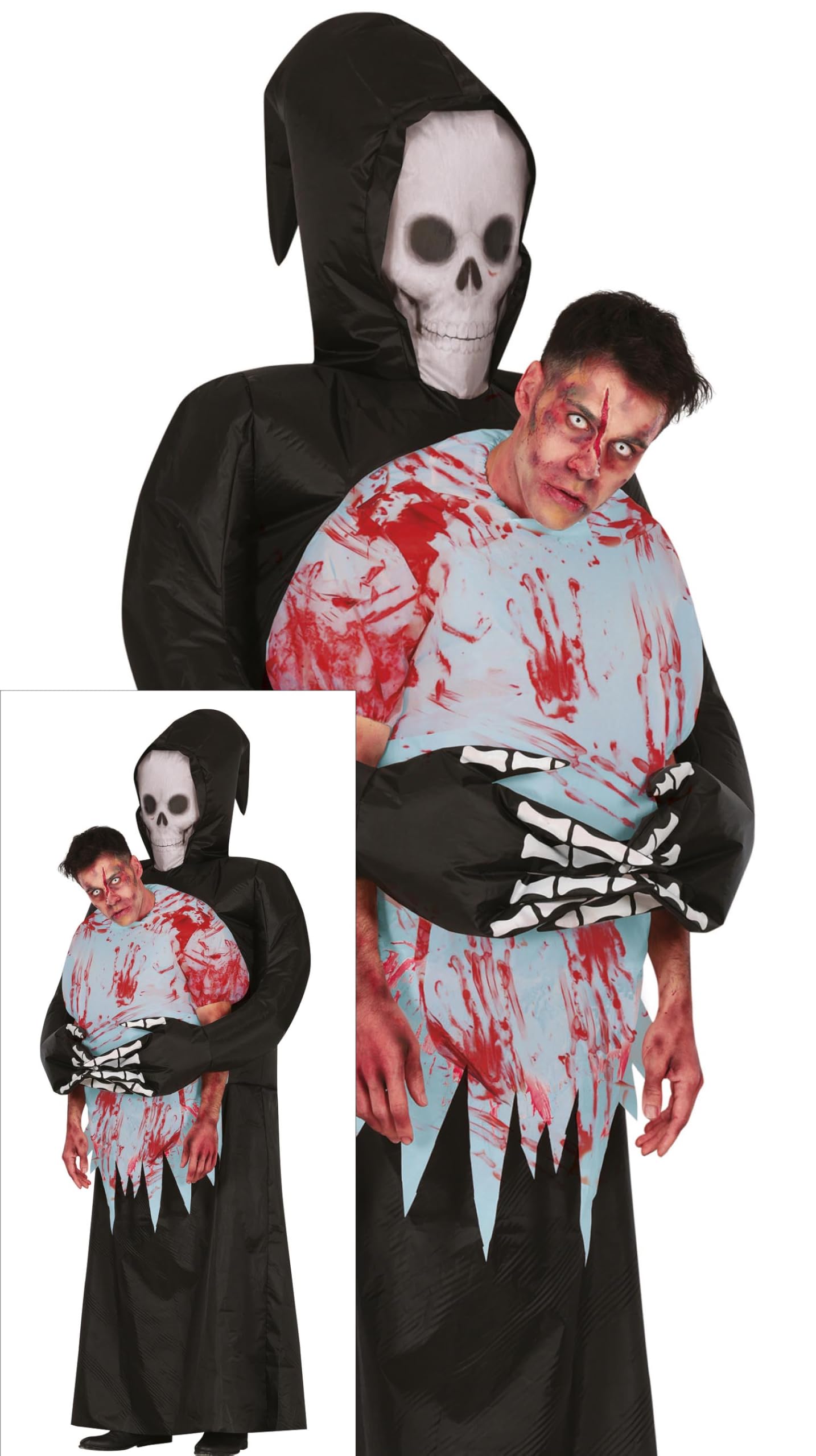Disfraz Hinchable Llévame a la Tumba para Hombre - Disfraz de Parca llevando un Muerto - Disfraces de Halloween para Hombre Talla Adulto L