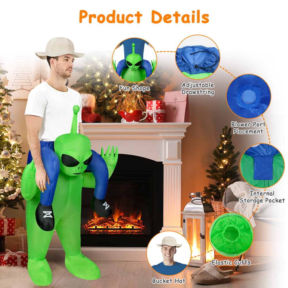 Disfraz Inflable Alien Hinchable, Adulto Inflable Disfraz Verde Aliendivertido para Disfraz De Fiesta Carnaval, Disfraz Halloween Cosplay Cumpleaños Navidad Carnaval Fiesta Mardi Gras Navidad