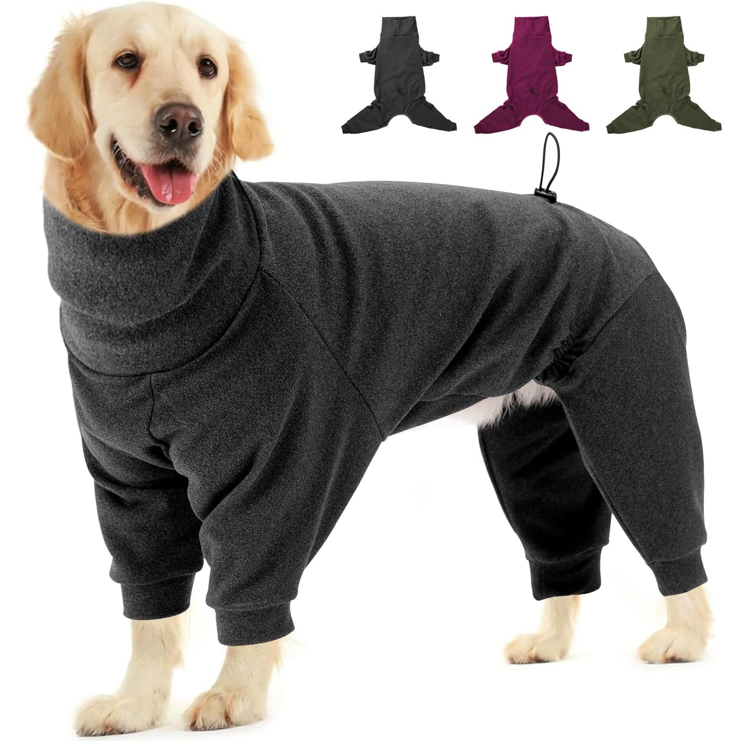 Dotoner Abrigo de Forro Polar cálido de Cuatro Patas para Perro,Abrigo de Invierno para Perro,Resistente al Viento,Cuerpo Completo,Acogedor Pijama Traje para pequeños,medianos y