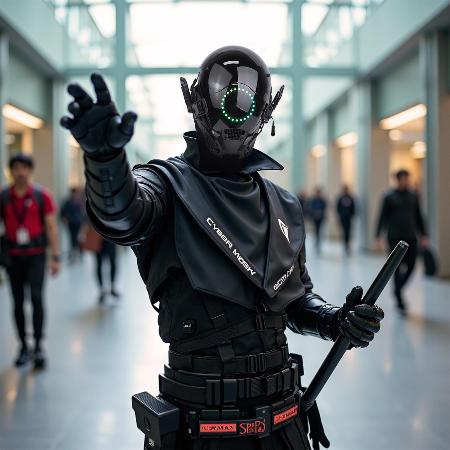 Marikito Máscara punk para hombre, máscara de neón brillante LED de ciencia ficción, perfecta para cosplay