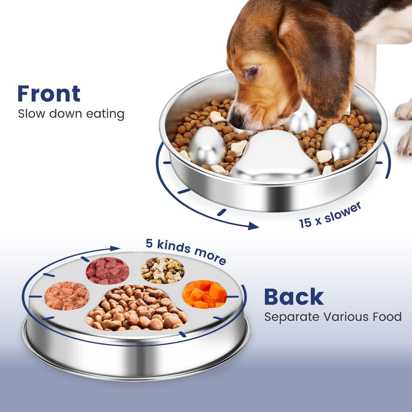 PETTOM Comedero para Perro Mascotas de Acero Inoxidable,Comedero Lento para Perros,Comedero Perro Antivoracidad para Mascotas Medianas y Grandes