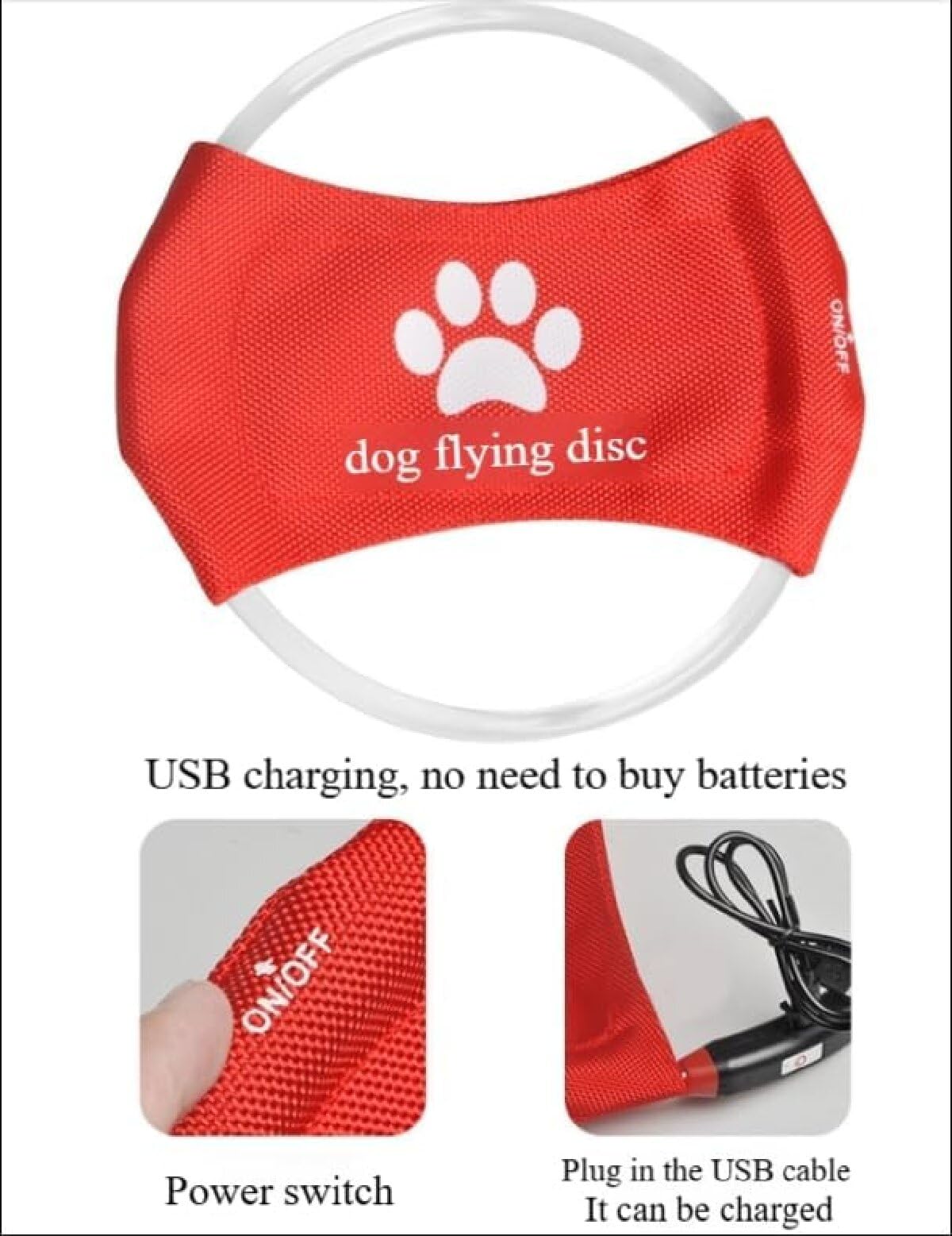 Frisbee 2 unid luminoso LED para entrenamiento de perros, TPU no tóxico, goma suave resistente a la molienda y mordeduras, rompecabezas luminoso recargable para mascotas, juguete para lanzar al