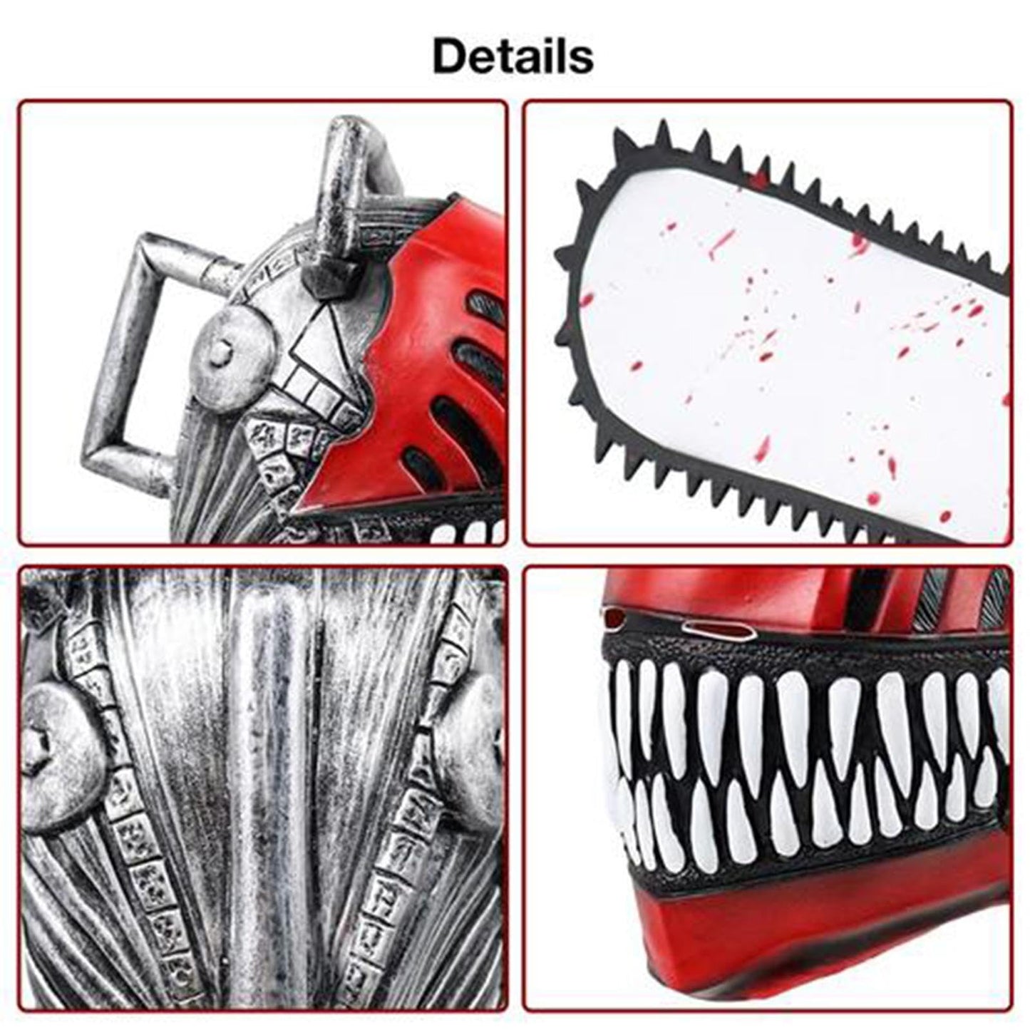 Máscaras de hombre de motosierra, cubierta facial de motosierra de anime, cubierta de cara de mascarada, máscara de látex para motosierra, elegante máscara de Halloween, para carnaval, bailes de