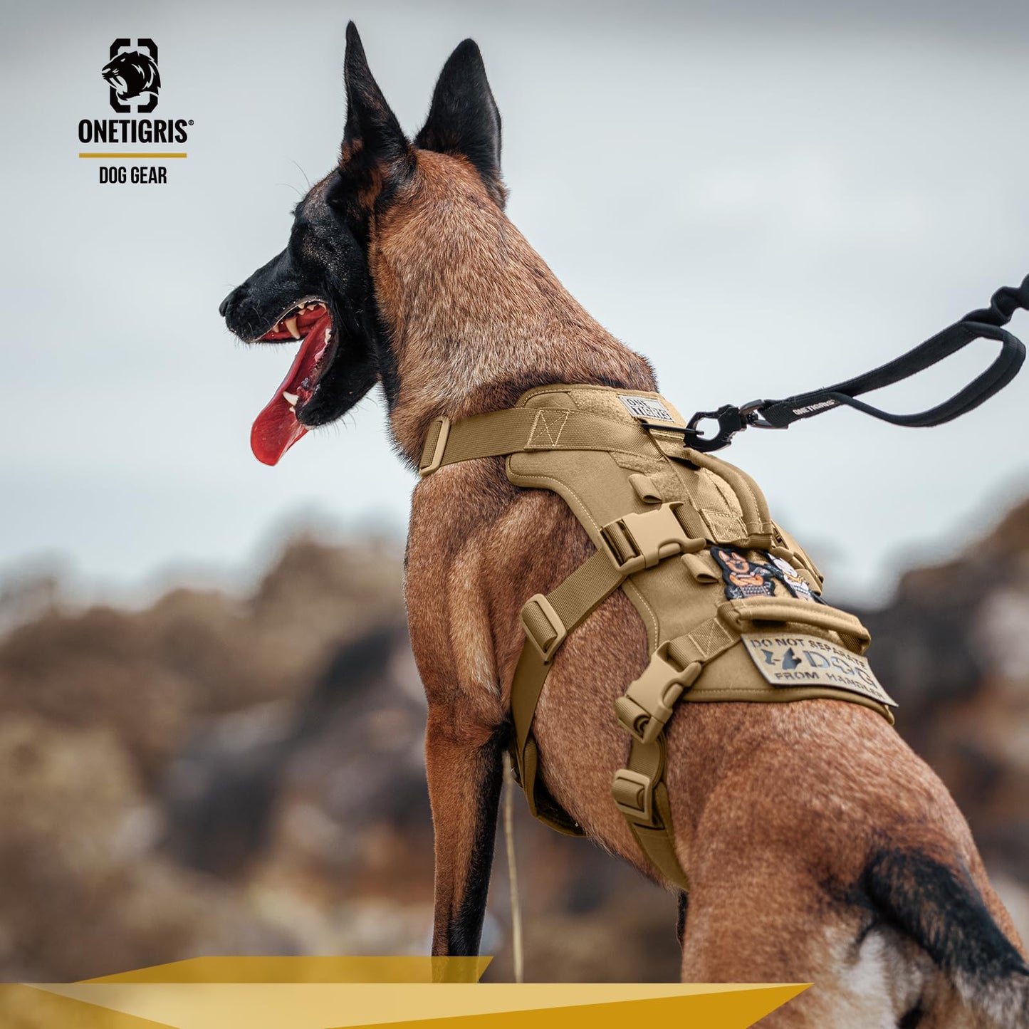 Arnés para perros, T-Bone táctico con 2 asas, a prueba de fugas, arnés ajustable para perros, caza, senderismo, entrenamiento, paseo, actividades al aire libre (marrón, XL)