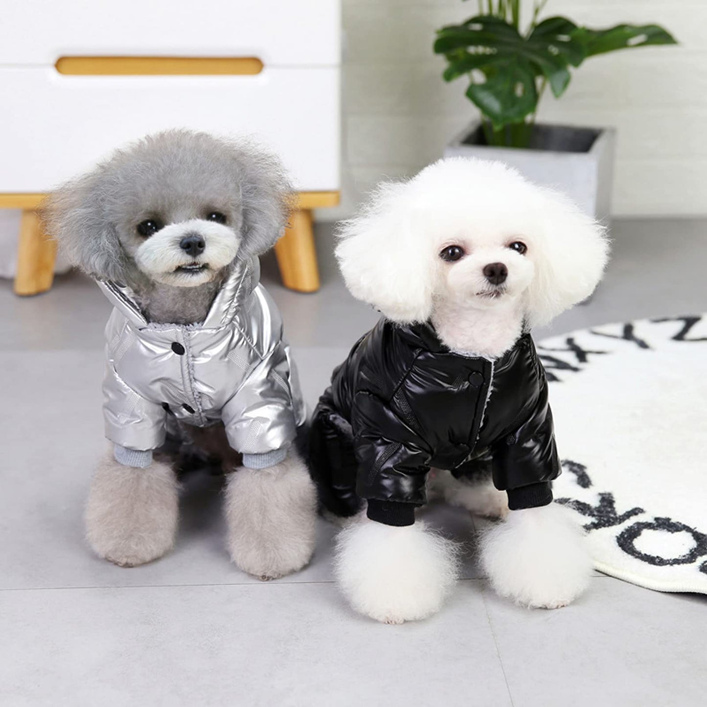 Abrigo Impermeable para Perros Chaqueta cálida de Invierno,Chaqueta para Perros con Forro Polar,Windproof Ropa para Mascotas,Abrigo con Capucha para Perros Pequeñas, Medianas y Grandes