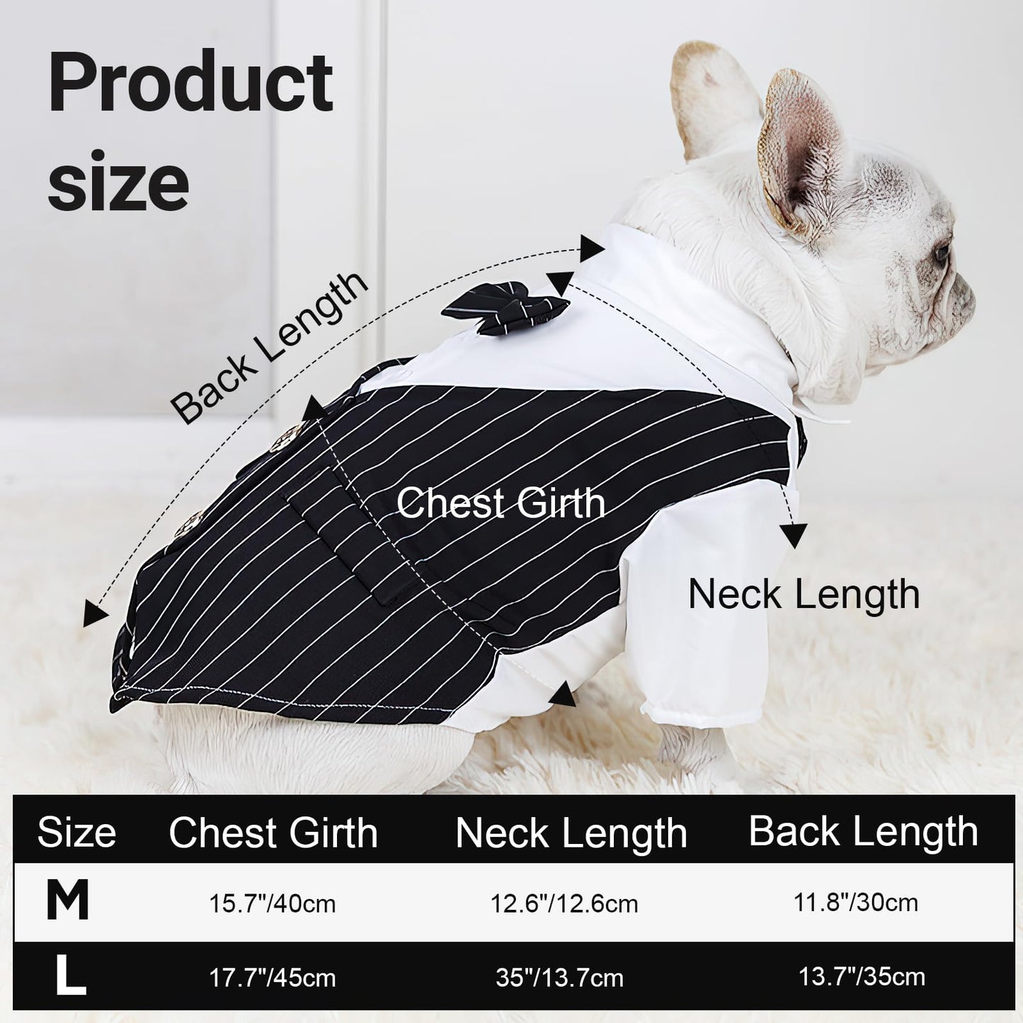 Disfraz Esmoquin Formal Perro, Ropa para Perros Pequeños, Traje de Corbatín de BodaPerro, Camisa de Caballero paraPerro, Disfraz Divertido de Halloween paraPerros, Traje para Mascotas (Large)
