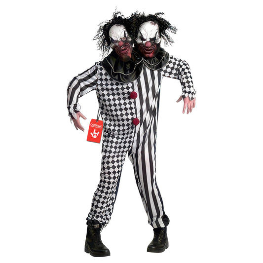 Disfraz Payaso Terrorífico, Traje de Payaso Malvado para Halloween, Disfraces de Payaso Espeluznante para Hombres, L