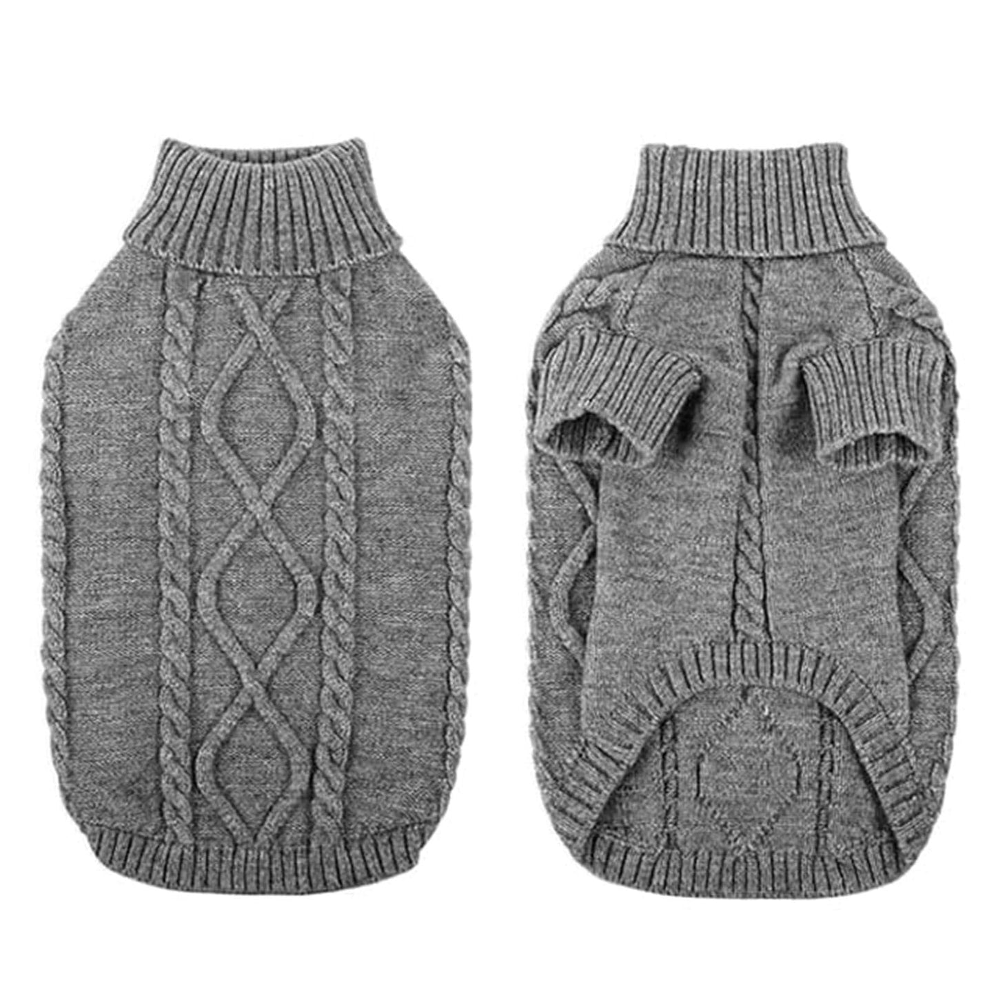 Queenmore Jersey para Perro Pequeño Bouledogue Francés Cálido Suéter para Perros Suéter Chihuahua Abrigo Teckel Ropa de Invierno para Perro Gato, Gris Oscuro,XS