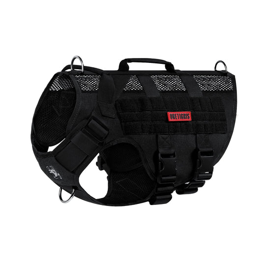 Arnés Táctico Sin Tirones para Perro Mediano - Diseño de Malla Transpirable Militar Molle Con Asas - Chaleco para Perro de Servicio para Caminar