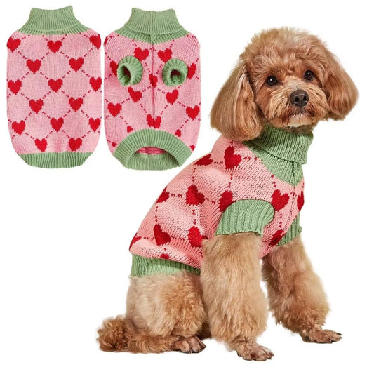 Abrigo Suéter de Punto de Cuello Alto para Perros, Abrigo de Invierno Más Cálido para Cachorros y Gatos (S, Rosa)
