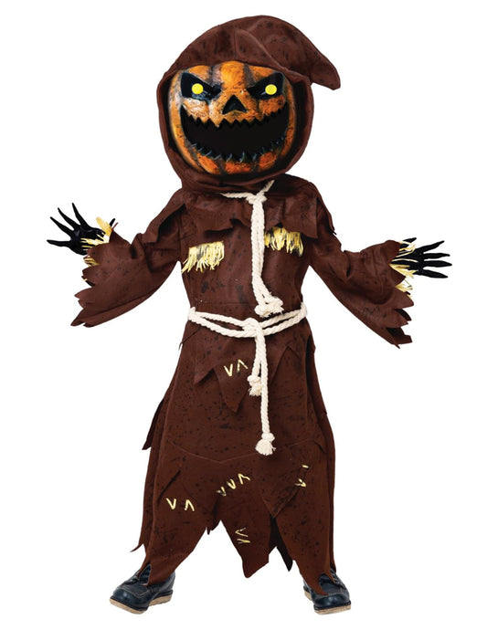 Spooktacular Creations Scarecrow Pumpkin Bobble Head Head con máscara de Halloween de calabaza para niños Rol-Playing (pequeño (5-7 años))