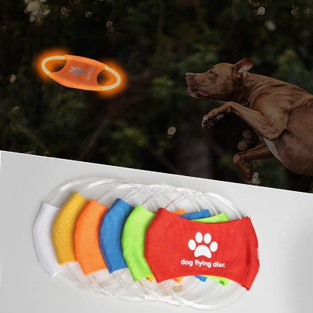 Frisbee 2 unid luminoso LED para entrenamiento de perros, TPU no tóxico, goma suave resistente a la molienda y mordeduras, rompecabezas luminoso recargable para mascotas, juguete para lanzar al