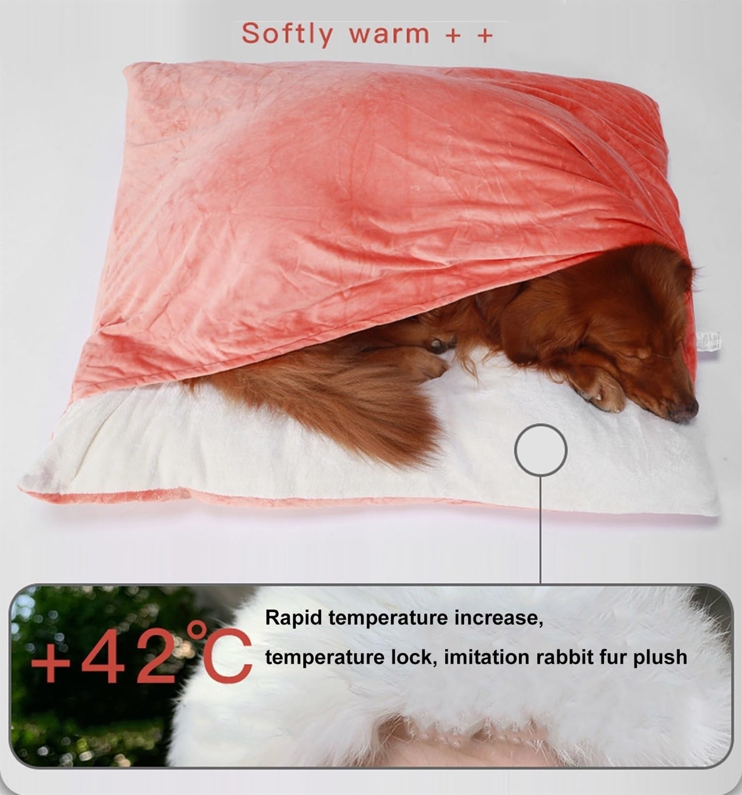 Cama Perro con Manta, Cama Ortopédica Perro/Gato con Capucha Manta, Sacos de Dormir del Perro Extraíble para Mascotas Pequeñas y Medianas, Lavable(Beige,50 * 40 * 18 cm)