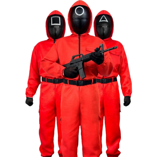 TIENDA EURASIA - Disfraz de Vigilante Rojo | Inspirado en el Juego de Calamar | Incluye Mono Rojo y Cinturon | Disfraz Juego de Calamar Adulto (S)