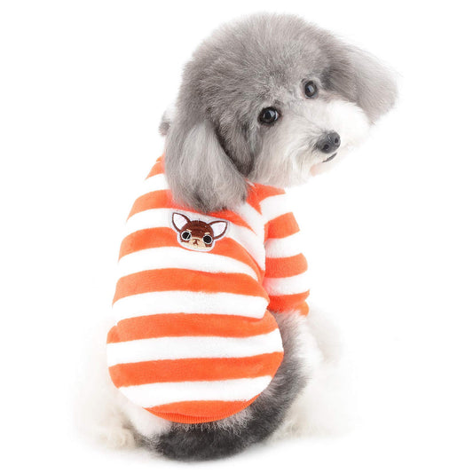 Abrigo Jerséis Invierno para Perro Pequeño Forro Polar Invierno Abrigos Chaquetas para Cachorros a Rayas Supersuave Ropa para Climas Fríos para Mascotas Chihuahua Gatos Perros Niñas Niños Naranja M